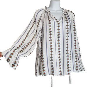 Rain Tunic Blouse Womens Large Geometric